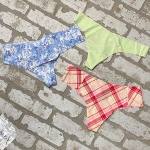 Victoria's Secret Kids Thong Trio - Blue Floral, Light Green, Pink Plaid